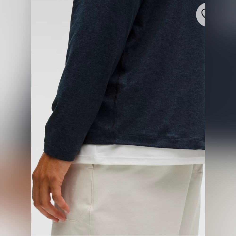 Lululemon Soft Jersey Half Zip Size Small, Heathered Classic Navy - Picture 5 of 11